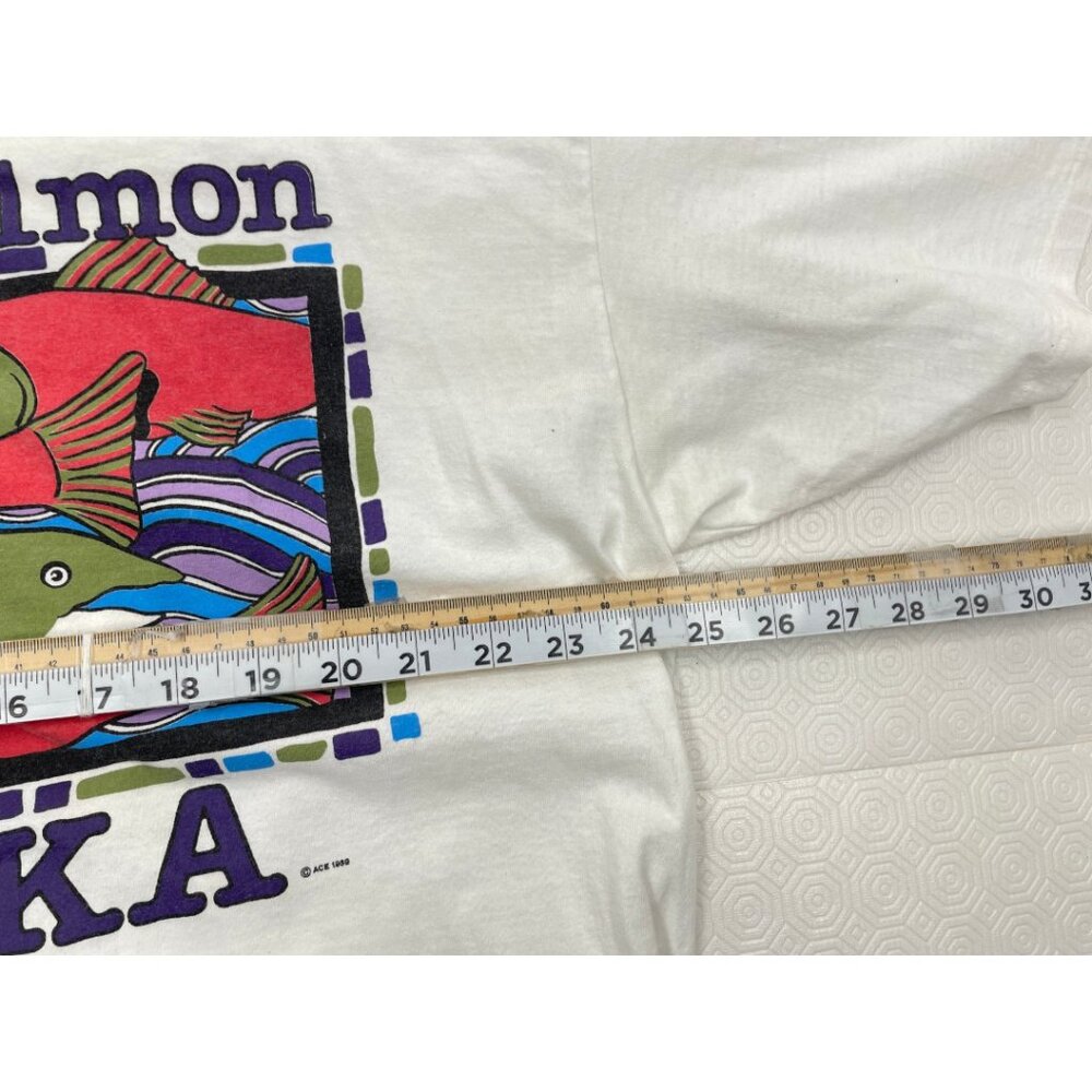 Vintage 80s Jammin' Salmon Alaska Fish T-Shirt Hanes USA Fishing Tee Men's 2XL - Picture 6 of 8